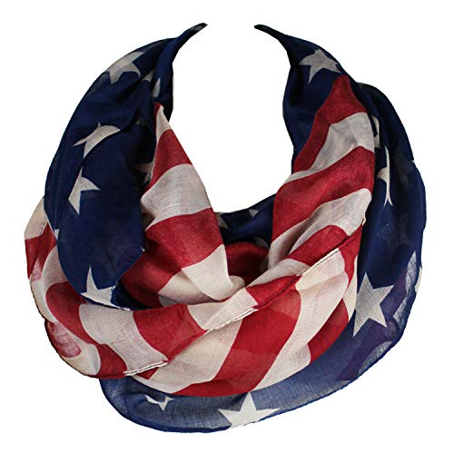 KNITPOPSHOP American Flag summer infinity scarf 4th of July USA - Main Image