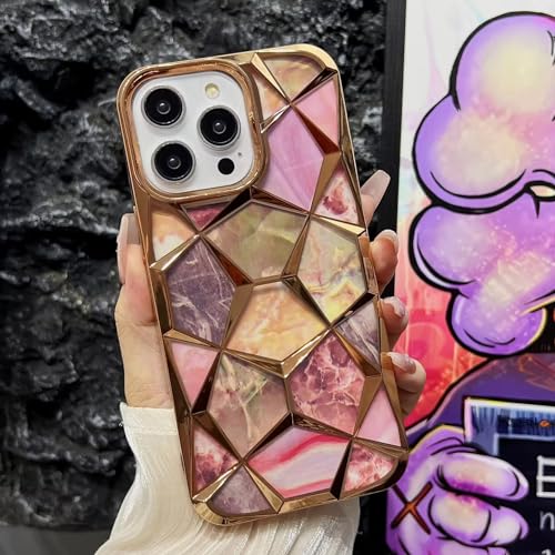 Image of COVERLY for iPhone 15 Pro Max 3D Diamond Glitter Sparkle Case,Full Protective Luxury Splash Bling Back Case Pastel Colorful Stylish Fashion Aesthetic Cover for Apple iPhone 15 Pro Max (Golden)