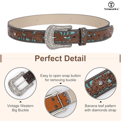 Western Belts for Women Cowgirl,Cowboy Bling Country Turquoise Belts for Jeans Pants Dresses4