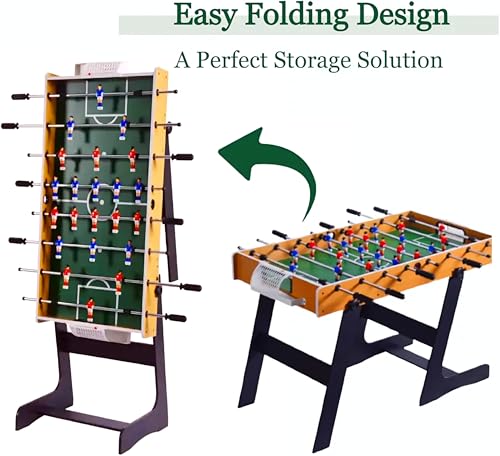 Image of RUP 4ft Foosball Table Game Soccer for Adults, Family & Kids, Vertical Folding & Space Saving Design