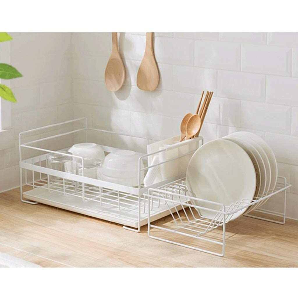 Escurreplatos Rejilla para secar Platos Rejilla para secar Platos de Cocina Capas Dobles Desmontables con Bandeja de Goteo Soporte para Utensilios En