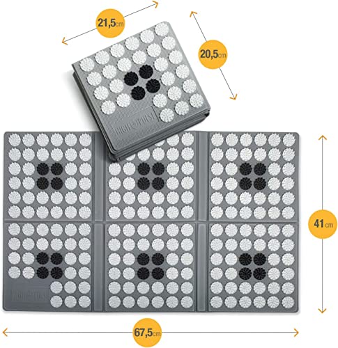 High Pulse Tappetino agopressione Pieghevole incl. Borsa + Poster – Tappeto agopuntura Ripiegabile stimola circolazione del Sangue e allevia Il Dolore e la Tensione