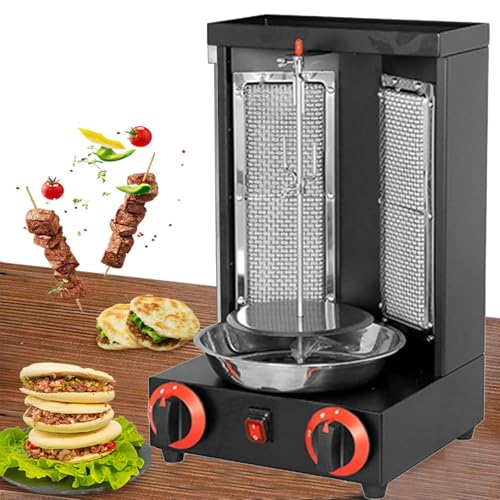 WOTZOV Vertikaler Drehspießgrill mit Temperaturregelung und Ölauffangschale für Private und gewerbliche Küchen,Black