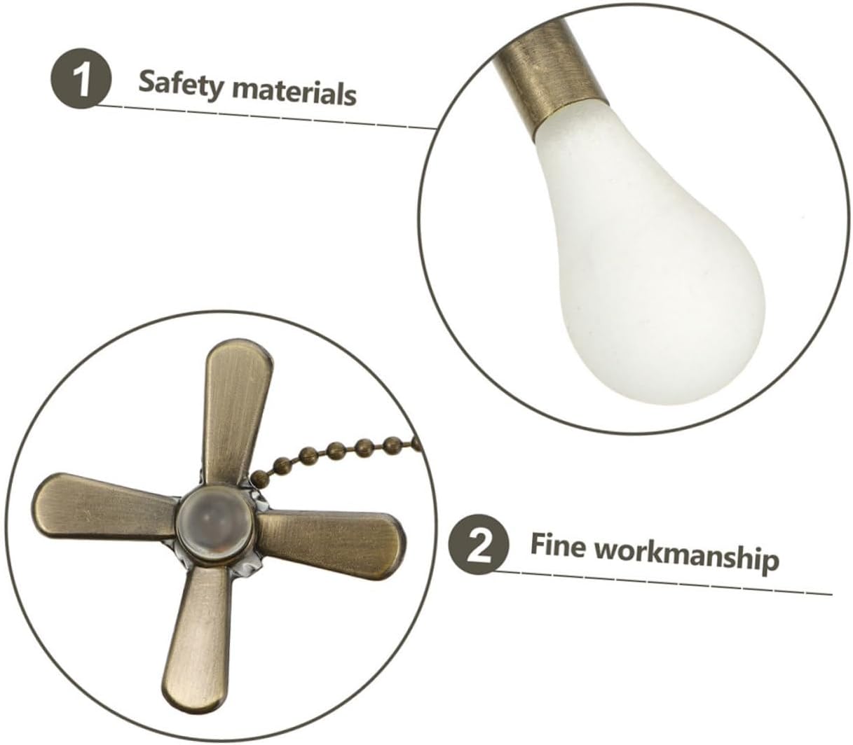 NUOBESTY 2 Sets Decorative Ceiling Fan Pull Chain Extension Sturdy Lamp Pull Chains with Connectors for Easy Installation Enhance Your Home Aesthetic with Unique Ornaments