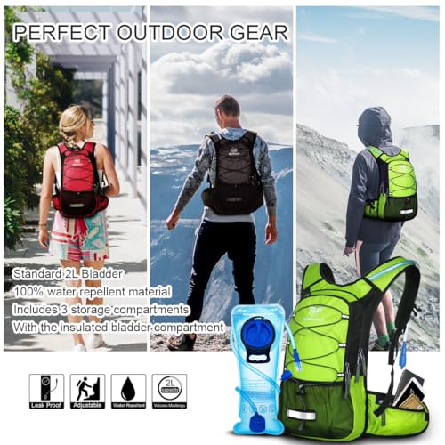 Image of Mothybot Insulated Hydration Backpack Pack with 2L BPA Free Waterproof Bladder Hiking Backpack with Storage for Kids, Men /Women- Keep Liquid Cool up to 5 Hours - for Running,Cycling,Camping,Outdoors