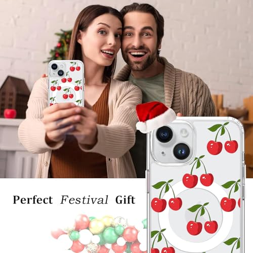 Houdqklee Magnetic for iPhone 14 Plus/15 Plus Case, Cute Girly Cherry-A Phone Case Compatible with MagSafe, Clear Soft Slim Fit Shockproof Protective Case for Women Girls for iPhone 14 Plus - image 4