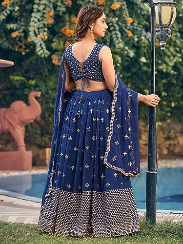 Fab Window blue georgette lehenga choli – image 3