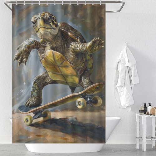 Sinyumoney Turtle Skateboard Monopatín Poliéster Grueso Y Duradero, Poliéster Moderno Impermeable para Cabinas Y Bañeras 46,85 x 70,87 pulgadas (119 x 180 cm)