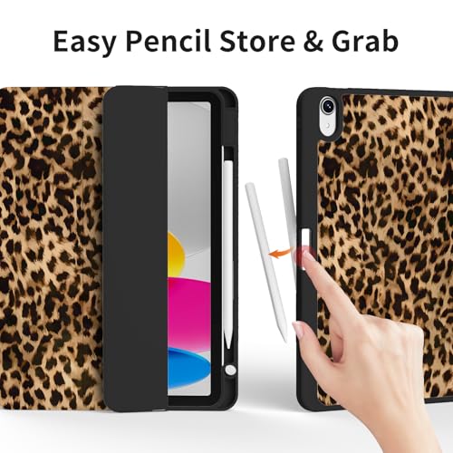 Ouinice Leopard Case for iPad 11th Generation 11 Inch A16 (2025), iPad 10th Generation 10.9" Case 2022, Slim Full Protective Shockproof Cover with Pencil Holder, Trifold Stable Stand, Brown Cheetah by Ouinice - Image 3