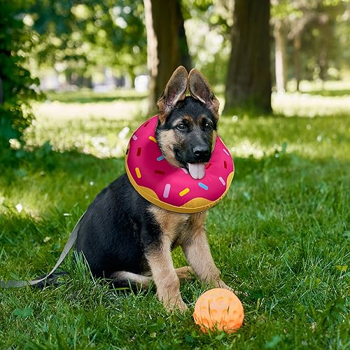 Image of Large Dog Donut Collar - Dog Cone Alternative Dog Cone Collar Alternative After Surgery. Dog Donut Cones for Large Dogs. Inflatable Dog Collars for After Surgery (S-Neck : 7 inch- 9.5 inch)