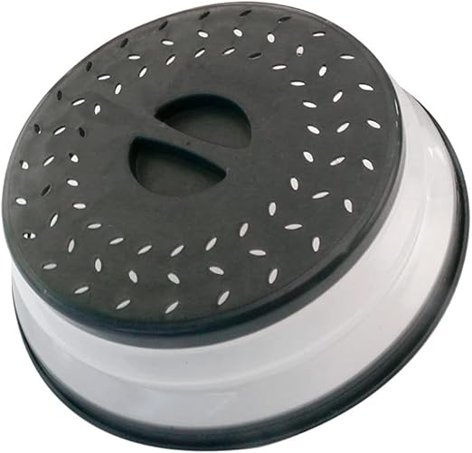 Collapsible Microwave Splatter Cover, 10.5 Inch, Dishwasher-safe, Microwave Plate Cover With Steam Vent,BPA-Free Silicone & Plastic(black)