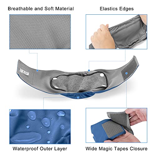 Teamoy Belly Bands For Male Dogs With Removable Pads, Reusable Washable Puppy Dog Diaper Wraps With Gray Lining(Pack Of 3),M #TOP2