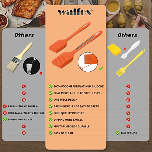 Image of Walfos 600℉ Heat Resistasnt Pastry Brushes, BPA Free Silicone Basting Brush for Cooking, Spread Oil Butter Sauce for Baking Kitchen BBQ Grill, Dishwasher Safe, 2 Size (Large and Samll)