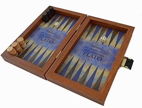 Manopoulos Platone Traveler Backgammon Mini Set - Fatto a mano in Grecia