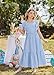 Arshiner Tween Girl Blue Easter Summer Dresses Graduation Tie Back Flutter Sleeve Maxi Dress for 9-10 Years
