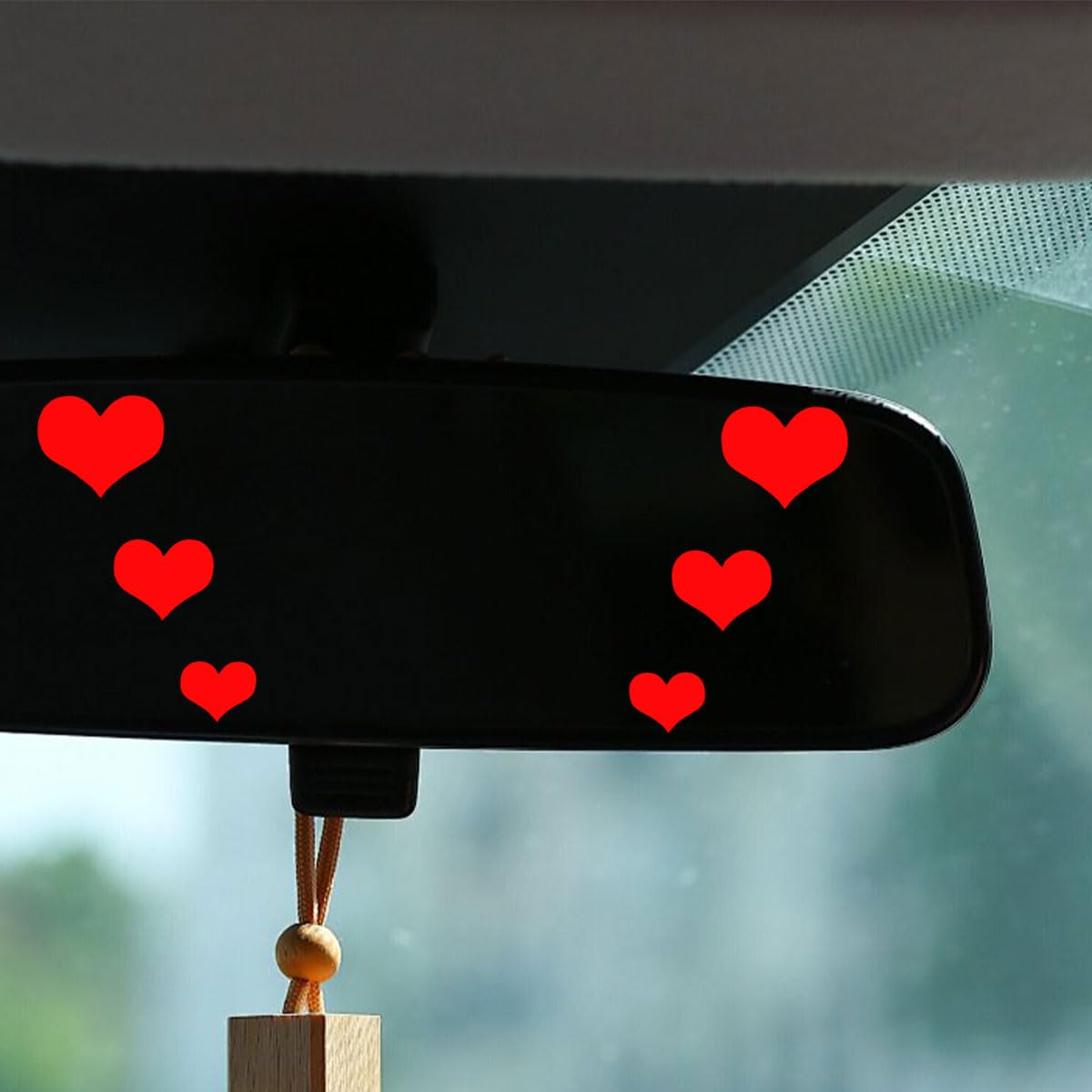 Loving Hearts Sticker Car Rearview Mirror Decal Cute Vanity Mirror Sticker Vinyl Sticker Car Window Decal Funny Bumper
