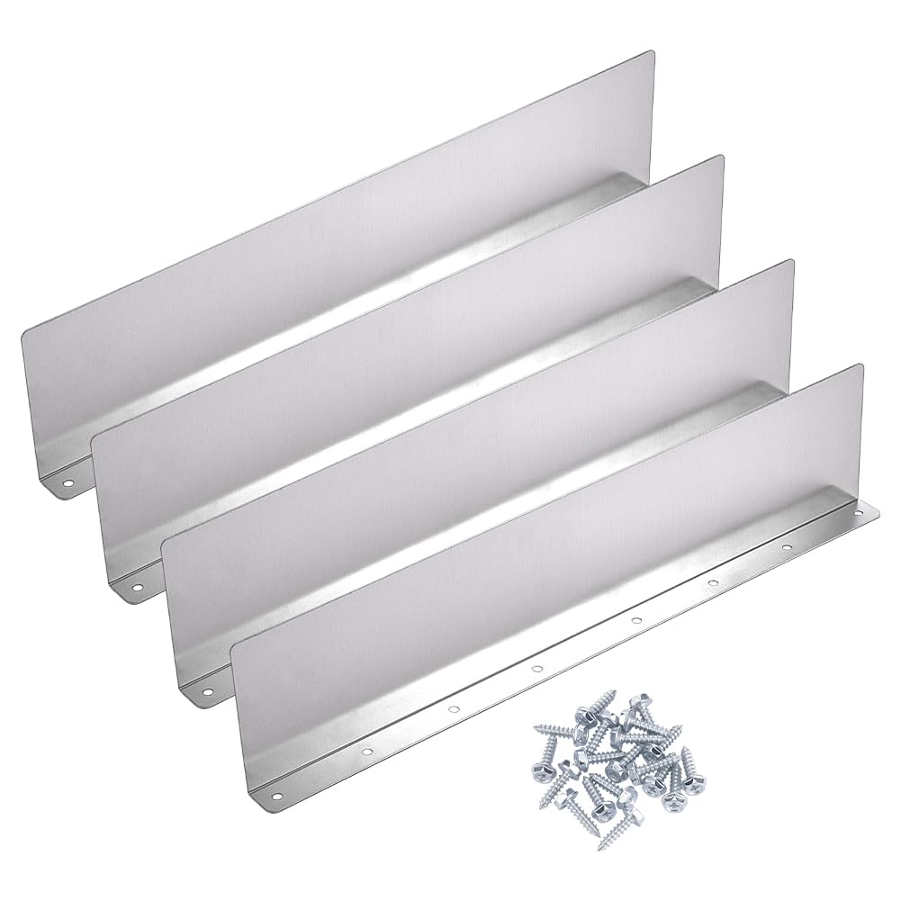 AHANDMAKER 4PCS Gutter Splash Guards Platinum Aluminum Valley Rain Diverter for House Shingle Roofs Corner Foundation Protection Thanksgiving Home Improvement 15.75x3.5in