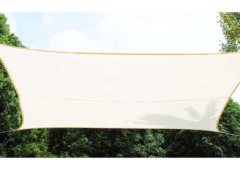 Voile d'ombrage rectangulaire 3x4m polyester crème contre la chaleur du soleil
