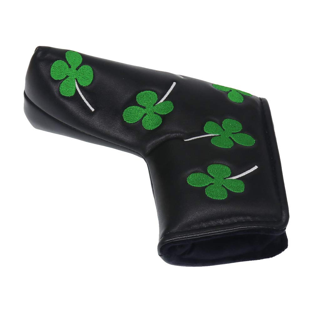 HISTARGolf Putter Head Cover Four Leaf Clove Embroidered Blade Shamrock Headcovers