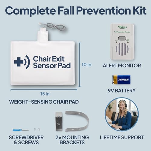 Image of Smart Caregiver Fall Prevention Monitor and Weight Sensing Chair Pad - Alerts Caregiver When They Get Up from Chair - Chair Exit Alert for Elderly - 1 Year Warranty