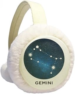 Gêmeos Constellation Zodíaco Sign Winter Ear Warmer Cable Knit Furry Fleece Earmuff Outdoor
