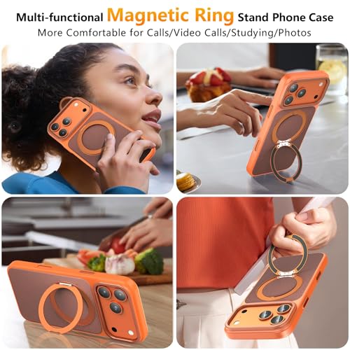Eastcoo for iPhone 17 Pro Max Case with Stand, Strong Magnetic Cases Compatible with MagSafe, Technical Fabric Carbon Fiber Design Skin-Feel Shockproof PC Phone Cover with 2 Screen Protector Orange by Eastcoo - Used condition - Image 8