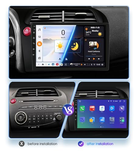 Autoradio GPS pour Civic Hatchback 2005-2011 Android 15 multimédia Y600s - 2