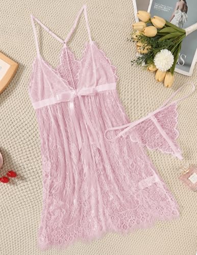 Image of Avidlove Women Sexy Lingerie Babydoll Lace Chemise Eyelash Wedding Brial Lingerie