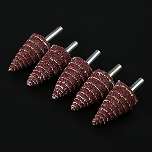 Dophee 5Pcs Cone Grinding Wheel, 240# Grit Cone Shape Flap Wheel, Abrasive Sandpaper Deburring Sanding Polishing Flap Wheel, 25X40X6Mm #TOP4