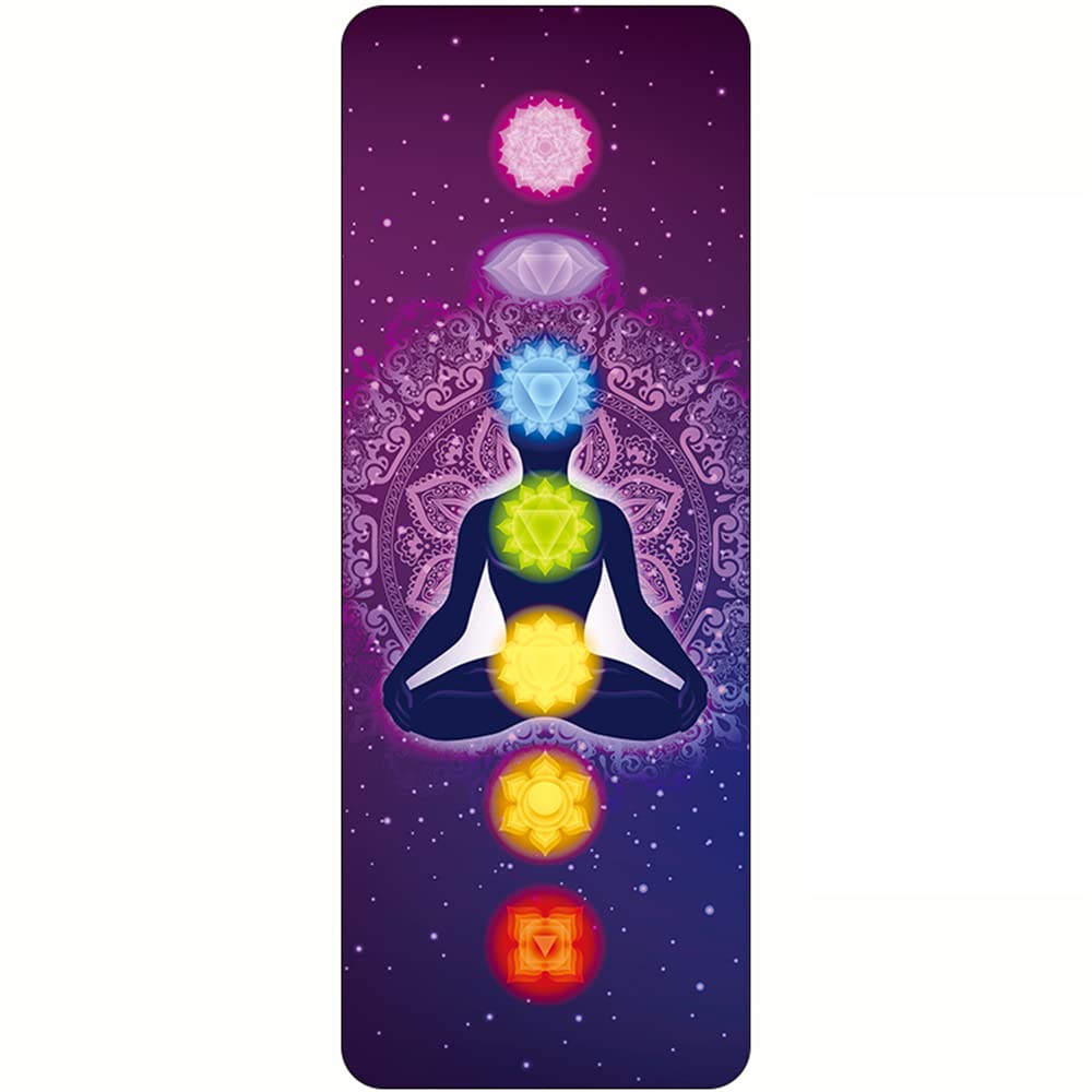 FANSU Foldable Pilates Yoga Mat 1.0mm Thick Exercise Mat Sweat Absorbent Portable Travel Mat Non-Slip Cover Pad for Travel, Pilates, Workout, Bikram, Gym, Fitness (183x68cm,Chakra G)