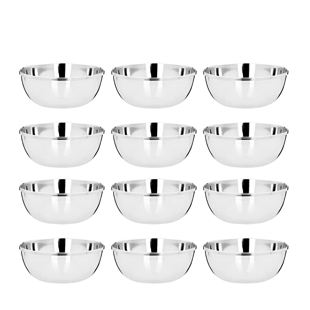 Vinod Stainless Steel Maharaja Bowl Set of 12 pcs, Capacity 250 ml, Smokey Gray, Large (VINODMHBOWL612)
