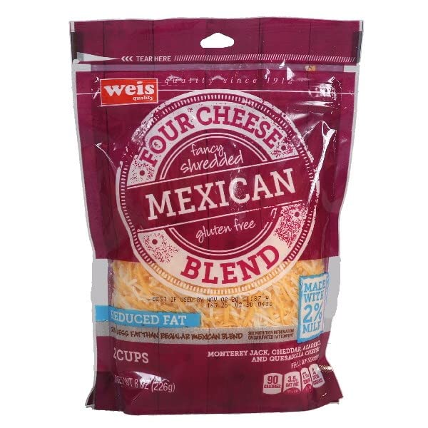 Amazon.com: Weis Quality, Cheese 2% Mexican Four Shredded, 8 Ounce ...