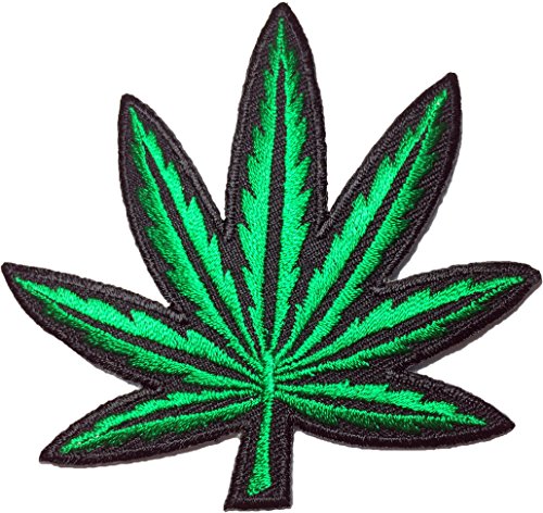 Marijuana Leaf Weed Hemp Dope Hippie Grass Ganja Bud Sew on Iron on Embroidered Applique Patch - Green (Iron-Marijuana-Green)