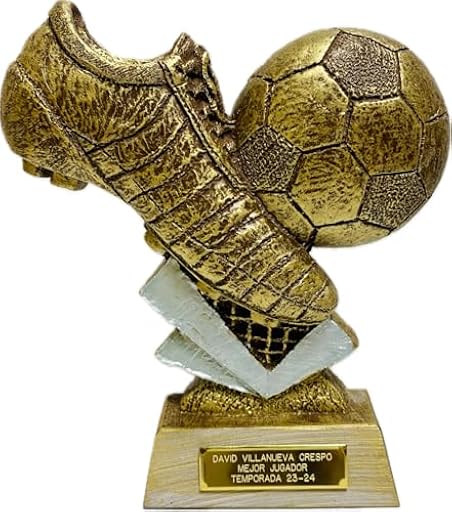 Trofeo Fútbol Pequeño Personalizado para Mejor Jugador Bota y Balón Oro de 16cm de altura | Ya disponible en tu tienda friki favorita! En mundofriki.es!