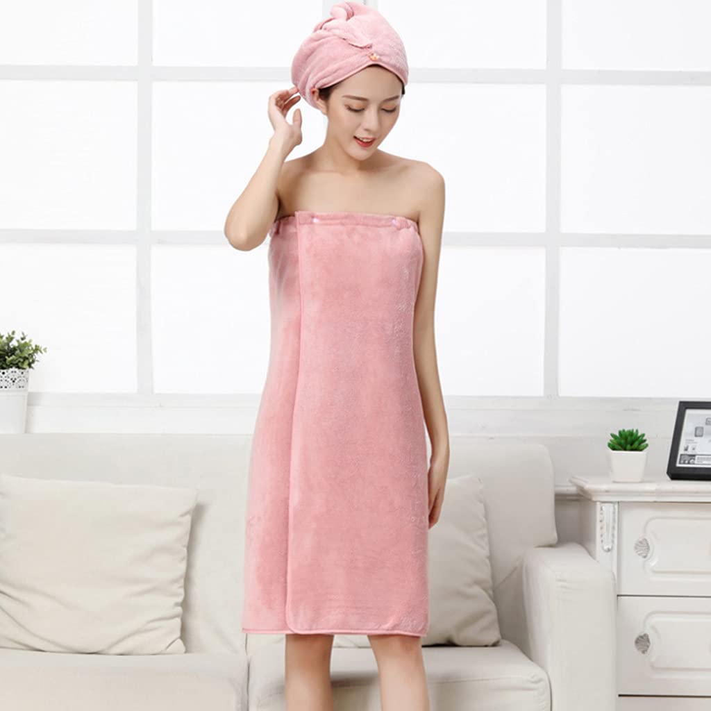 Asciugamano da bagno da donna in velluto corallo con chiusura a bottone regolabile in microfibra accappatoio copertura del corpo vestito tinta unita coperta da doccia assorbente