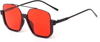 ADE WU Retro Oversized Aviator Sunglasses for Women Men Vintage 70s Square Semi-Rimless Pilot Style Sun Glasses
