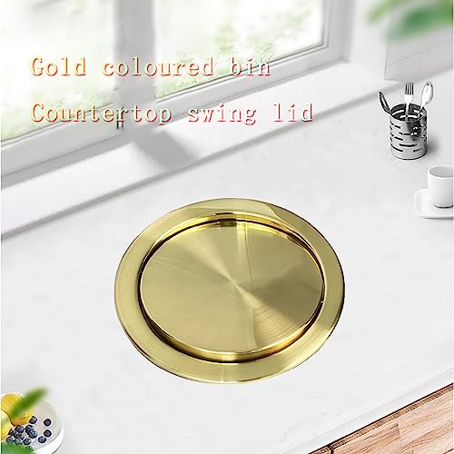 Papelera oculta con tapa giratoria color dorado 9L miniatura 2