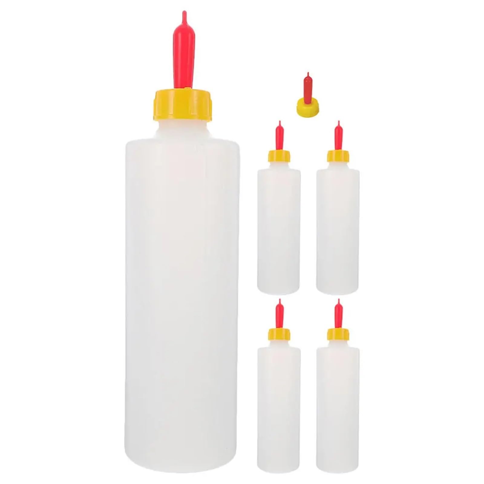 Lammflasche, Lamm-Flaschenset 400 ml for Nutztiere, Größe 23 x 6 cm, 5 Flaschen, Schnuller
