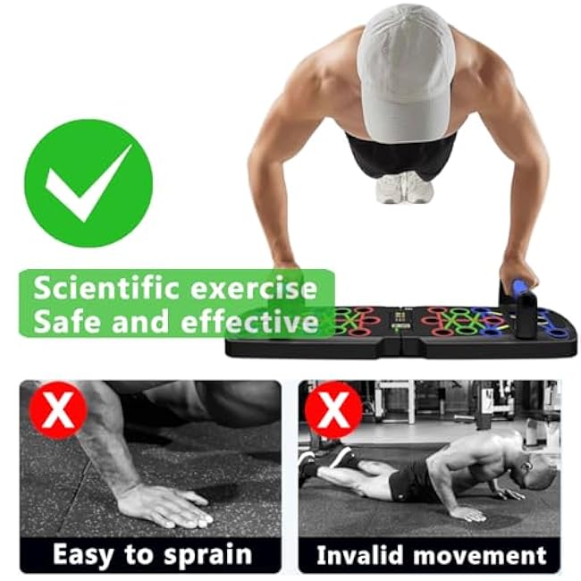 Push Up Board for Men, Push Up Bar at Home Workout Equipment, Pushup Handles Home Gym Exercise Fitness Equipment Portable Foldable with Counter and Wrist guards