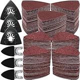 246Pcs Oscillating Tool Sanding Pad Kit, 3Pcs Triangle Sanding Pads and 3Pcs Finger Sanding Pad, 240Pcs Sandpaper, for Wood/Plaster Polish Sanding, & Other Surfaces, Compatible with Multiple Tools