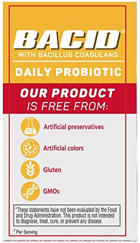 Bacid Daily Probiotic With Bacillus Coagulans For Digestive Health, White, 100 Count #TOP6