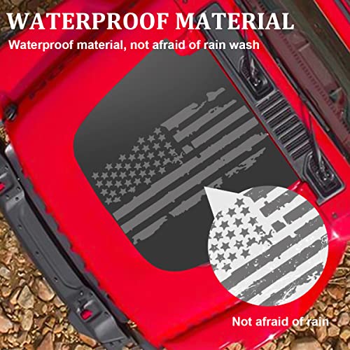 16.9''X30.7'' Distressed Usa Us Flag Sticker For Car Hood, Patriotic Old Glory Military Grunge Decals For Door Window Bumper, Auto Graphic Us Flag Decoration For Most Cars, Suv, Truck (Gray) #TOP3