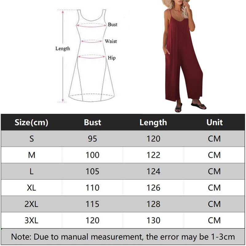 Haibang Peto Mujer Verano Sin Mangas Cuello en V Elegante Monos Pantalón Jumpsuit con Bolsillos