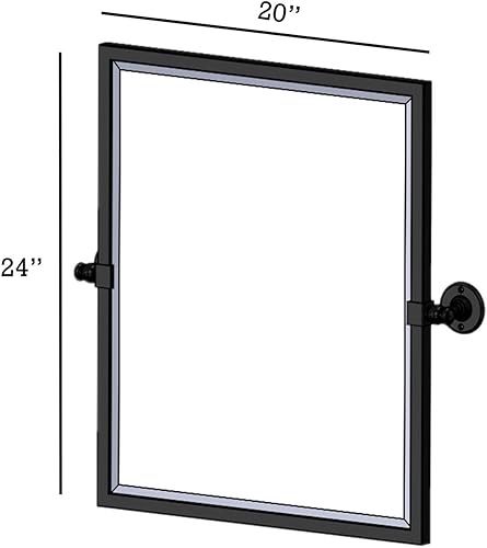 Miniatura 4 de TEHOME Espejo pivote de 20 x 24 pulgadas, espejo de baño rectangular con inclinación negra, espejos de tocador biselados con marco de metal