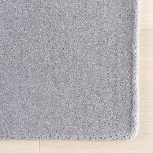 Image of Hand-Tufted Woolen Large Carpets for Living Room 12x18 feet Solid Silver Plain Anti-Skid Area Rug High Pile Thick Carpet & Rugs for Hall & Bedroom