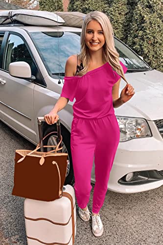 Image of PRETTYGARDEN Jumpsuits for Women 2026 Summer Dressy Off Shoulder Romper Spring Vacation Travel Lounge Outfits Clothes