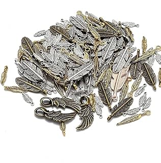 Pack of 30g Mixed Colour Tibetan Zinc Mixed Feather Charms