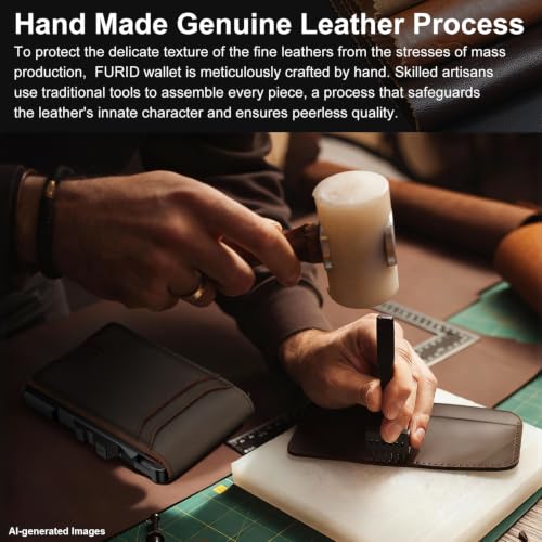 Image of furid Genuine Leather Wallet for Men: Slim RFID Smart Minimalist Wallet, Espresso Brown Genuine Leather, Inside Magnet Money Clip, Minimalist | Credit Card Holder for Front Pocket wallet with Money Clip Full Grain - Gifts for Husband Father on Birthday Anniversary