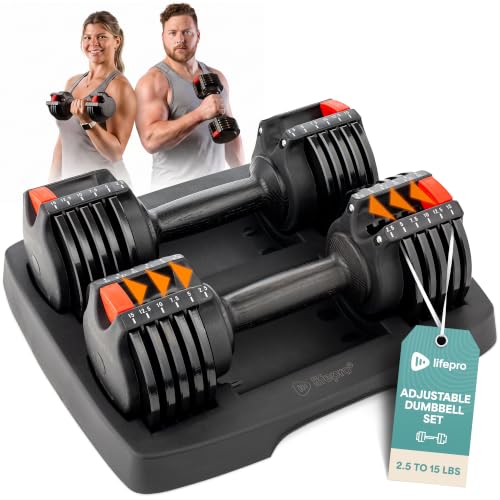 Image of Lifepro Adjustable Dumbbells & Weights for Home Gym, Quick-Adjust