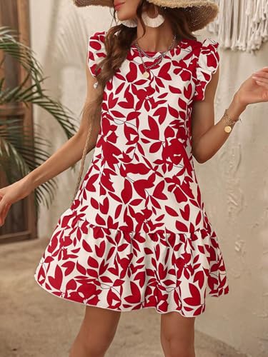 Image of SISKIN Women's 2025 Summer Beach Hobo Ruffle Trim Dresses Sleeveless Flowy Vocation Sun Dress Outfit Woman